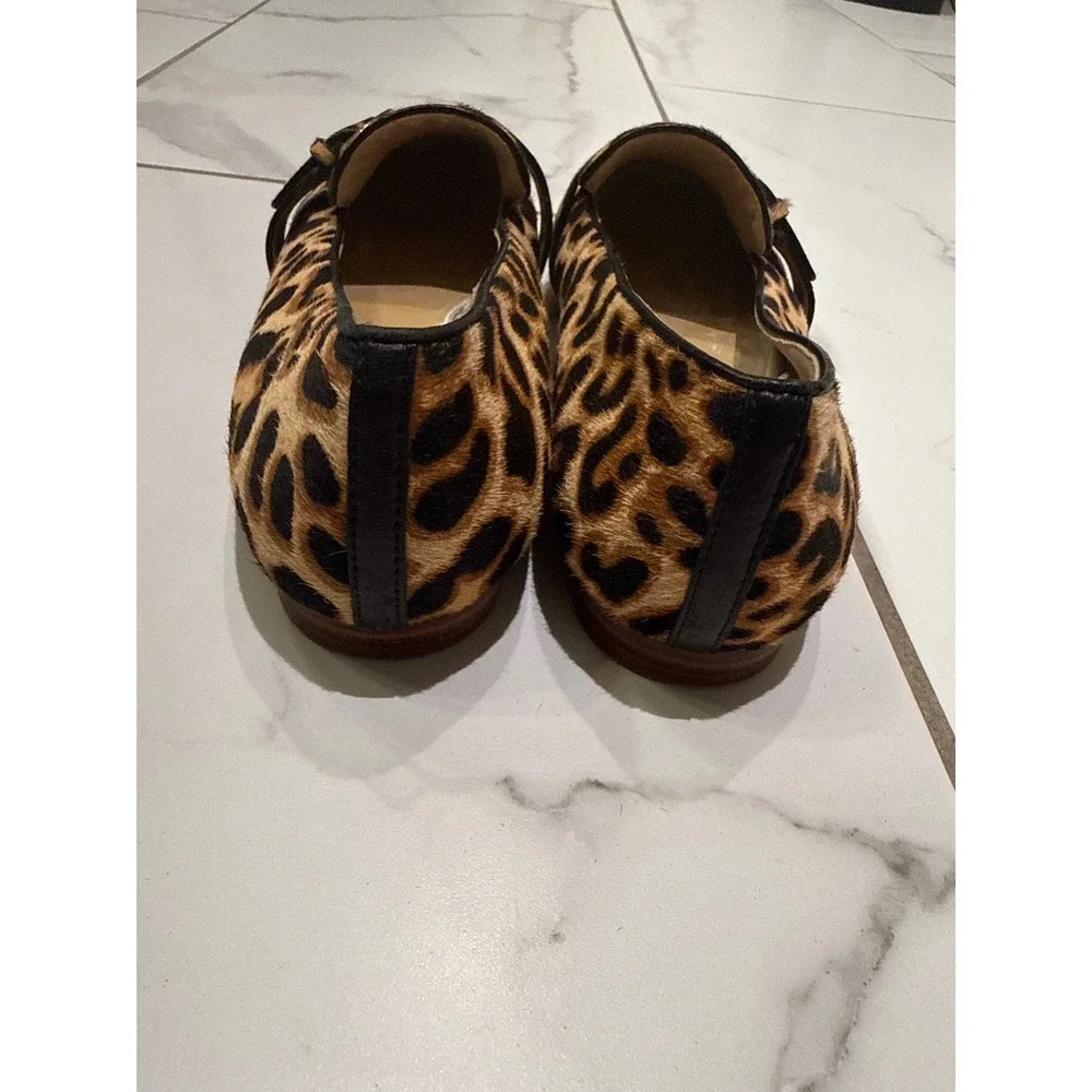 Talbots‎ Womens Leopard Print Hair Calf Loafers Pointed Toe Buckle Flats Size 8M